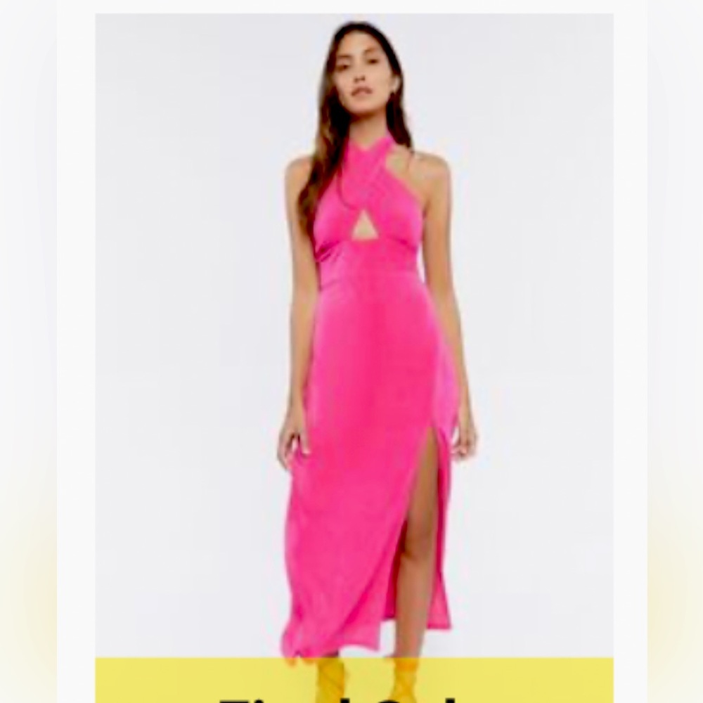 F 21 criss cross midi halter dress PINK. Sold out in this color!